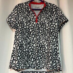 TGW WOMENS RAINDROP ZIP GOLF POLO XL red black activewear tennis pickleball bike